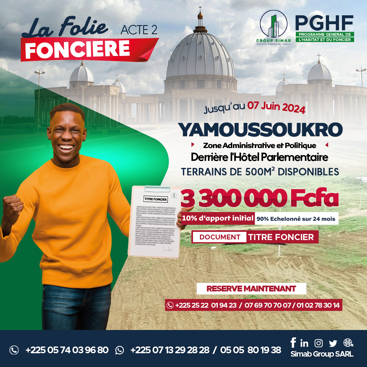 🔴 𝗗𝗲𝘀 𝗹𝗼𝘁𝘀 𝗱𝗲 𝟱𝟬𝟬 𝗺² 𝗱𝗶𝘀𝗽𝗼𝗻𝗶𝗯𝗹𝗲𝘀 à YAMOUSSOUKRO